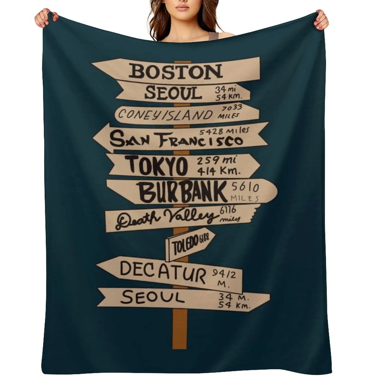 

Mash Location Signpost25 Throw Blanket Hair warm for winter Thermal Blankets