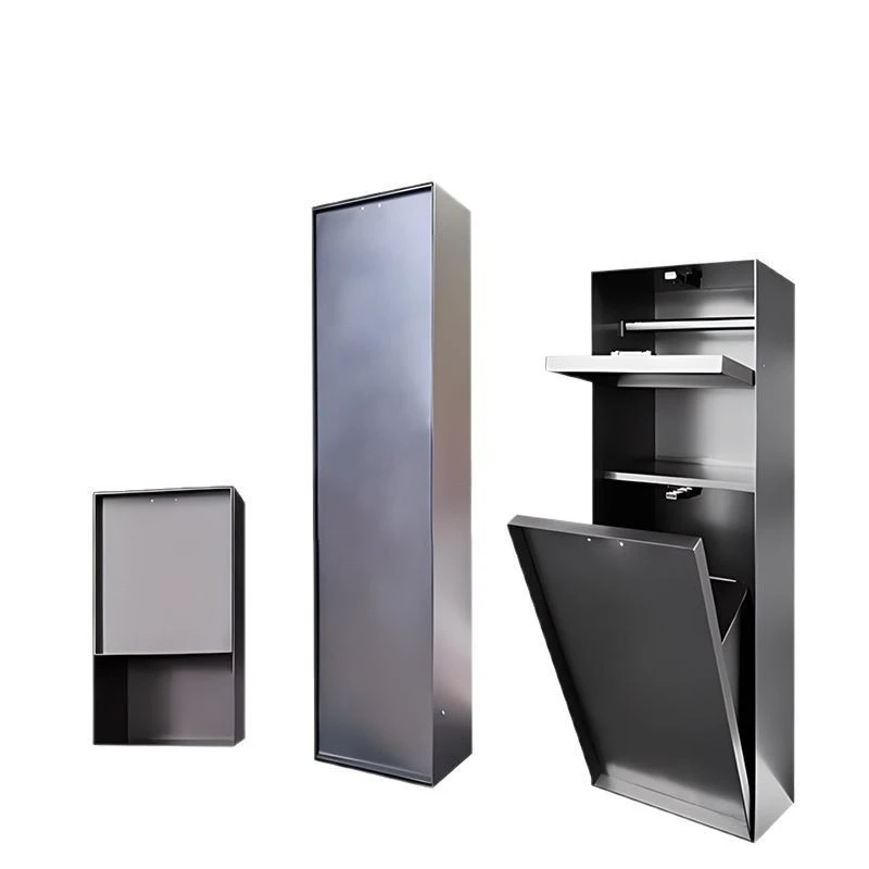 Stainless steel niche embedded invisible toilet trash can bathroom embedded wall storage tissue box