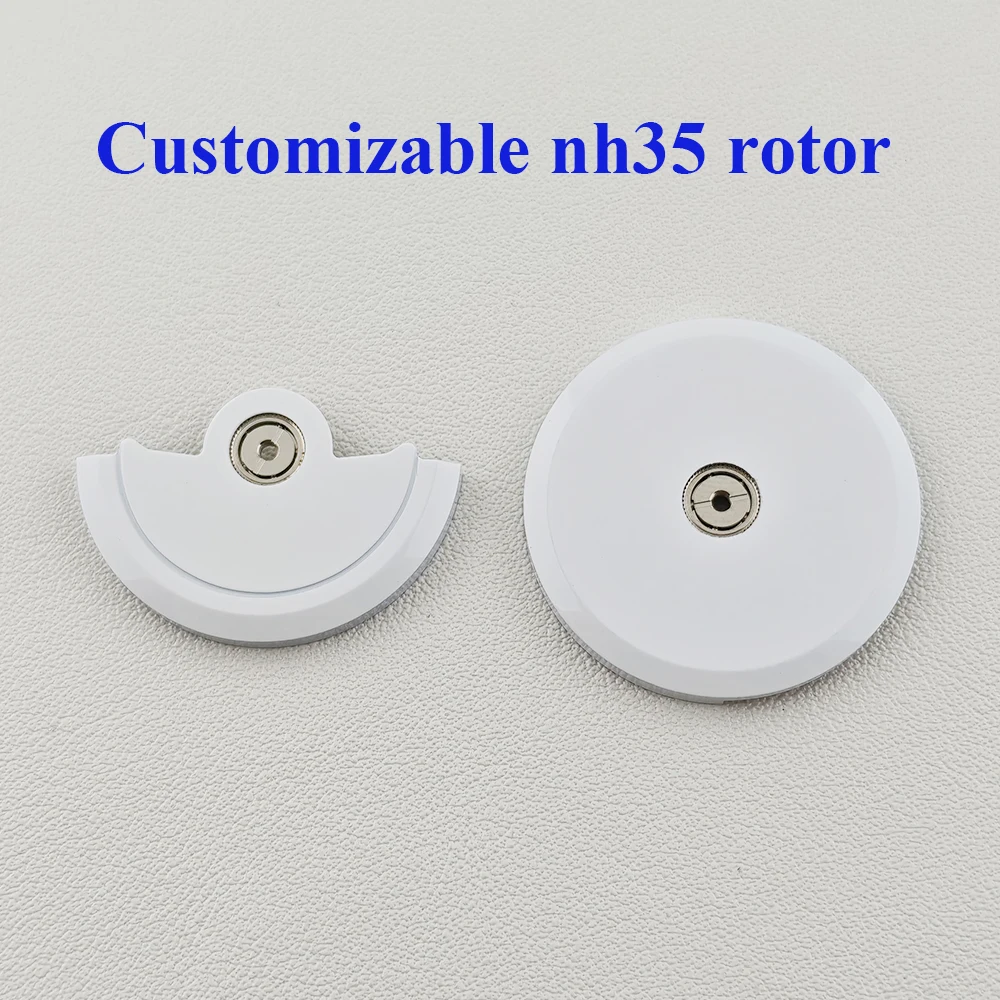White Enamel NH35 Oscillating Weight Rotors Sterile Movement Rotor Custom Pattern for NH35/NH36/NH38 4R Movements Repair Part