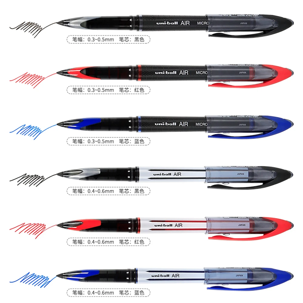 3/6pcs Japan Uniball Gel Pen AIR Straight Liquid Signature Pen UBA-188 Black Technology 0.5/0.7mm Free Writing School Supplies