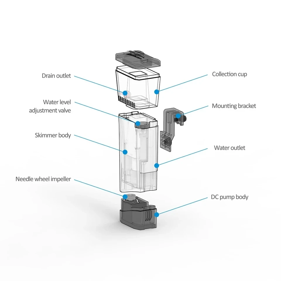 فقاعة Magus BM Mini Q الداخلية المدمج في اسطوانة معلقة نوع مقشدة بروتين نانو لخزان حوض السمك البحري 20 جالون/75L #6