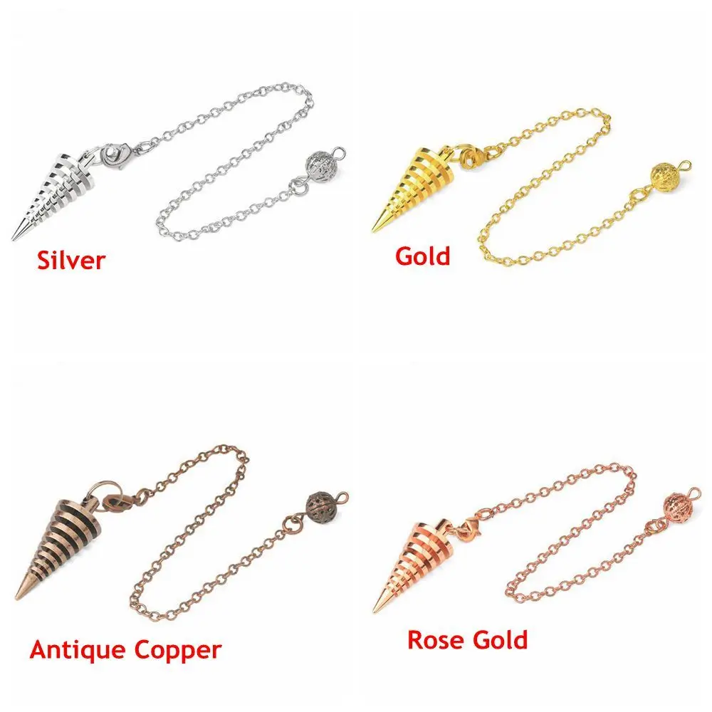بندول معدني للتقطيس التغطيس ، شفاء الريكي ، مخروط روحي ، تميمة ويكا ، سلاسل البندول على شكل برغي ، 1 * #6