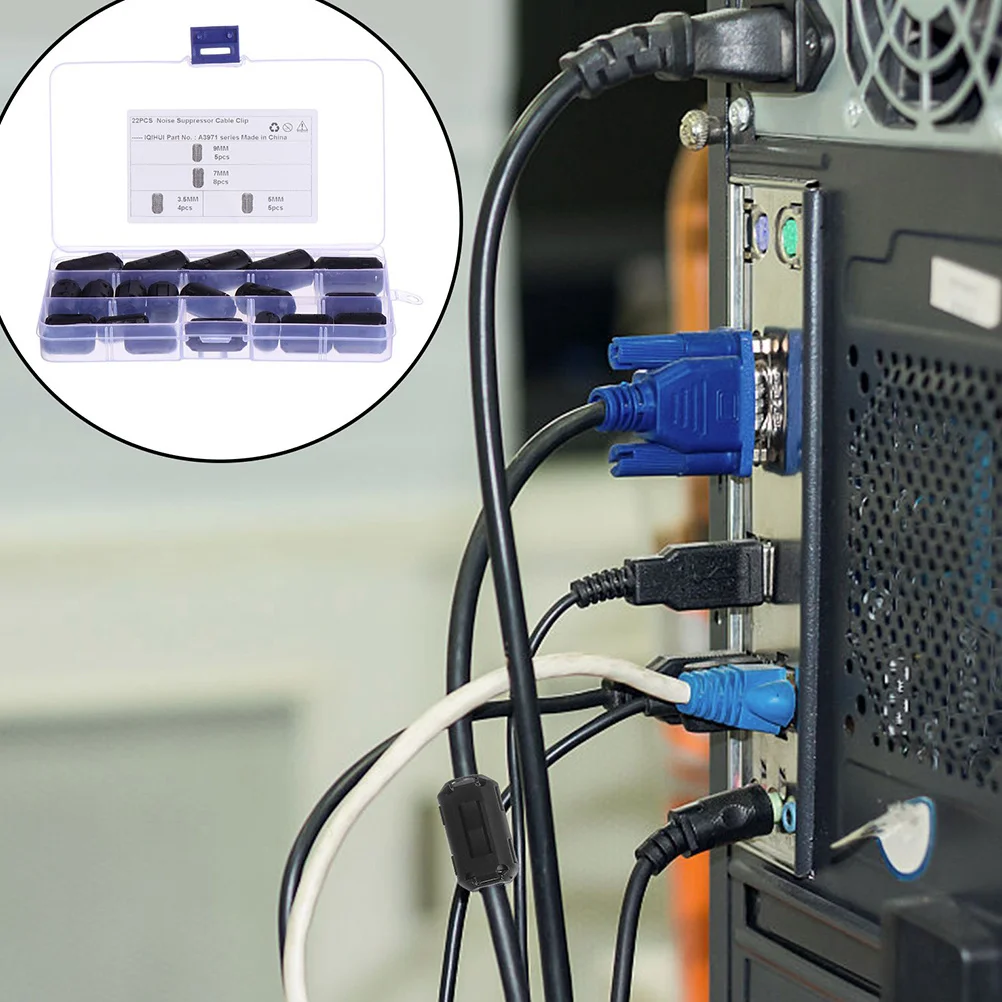 

30Pcs Ferrite Core Cord Ring Noise Filter Clip on Cable Choke Suppressor for Power Audio Video Data USB Noise Filter