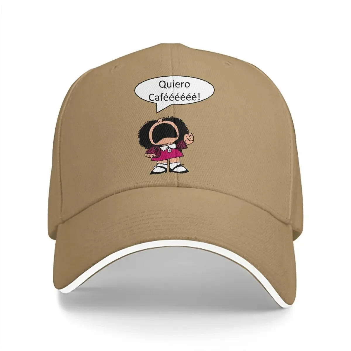 Mafalda Quino Comics Manga Girl Sombrero multicolor Gorra de mujer con visera Café Sombreros de protección de visera personalizados