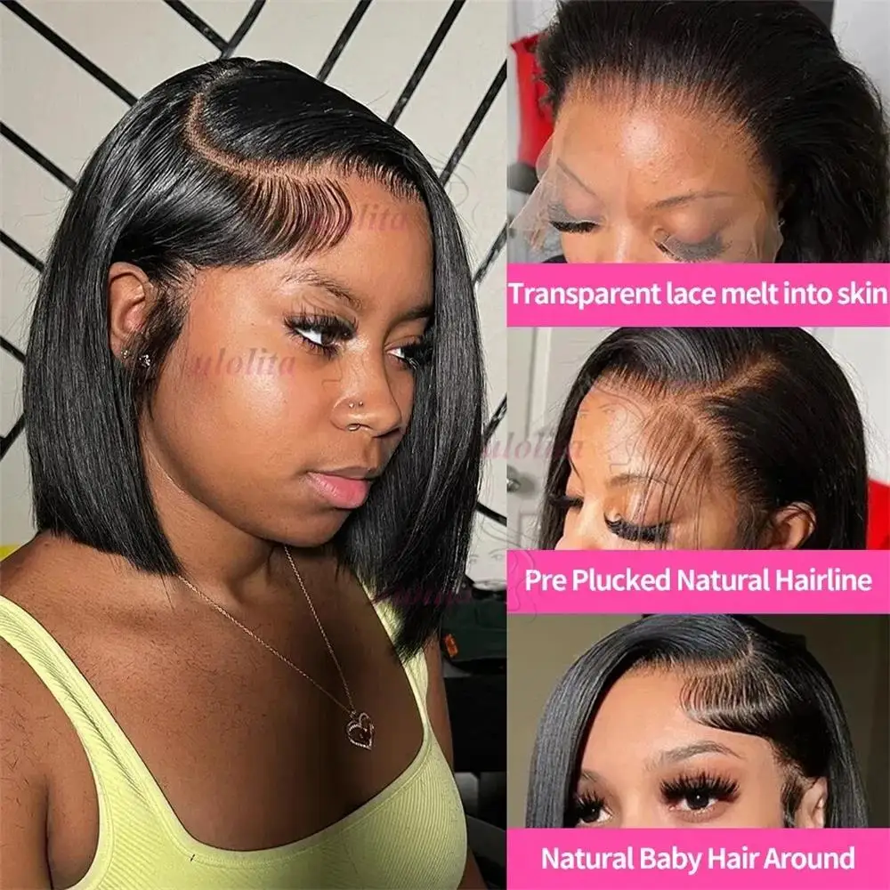12 Zoll Gerade Pixie-Cut-Perücke Transparente Spitze Brasilianisches Echthaar 13×4 Echthaar-Perücken Kurze Bob-Perücke Spitzenperücke für Schwarze Frauen – Detail 18