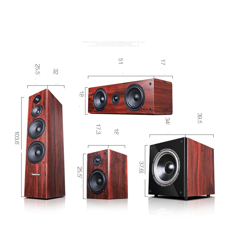 5.1 Home Theater System Audio Set Home Living Room TV Wooden Speaker Music Sound Blueteeth Passive Amplifier Subwoofer Player