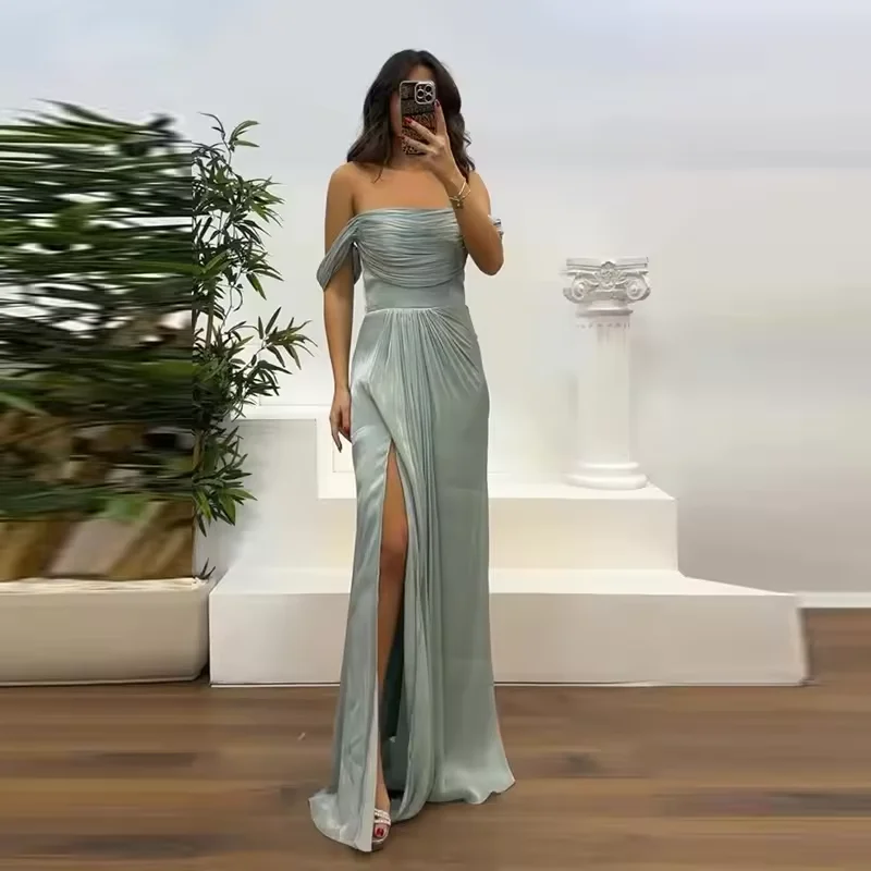 

CustomizedBackless Elegant Prom Dress Strapless Sleeveless High Slit Party Dresses for Special Occasions Evening Dresses