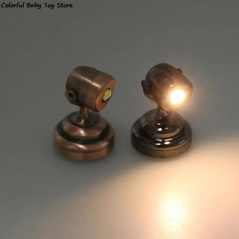 

1:12 Dollhouse Miniature LED Lamp Wall Lamp Radium Spotlight with Switch Furniture Model Decor Toy