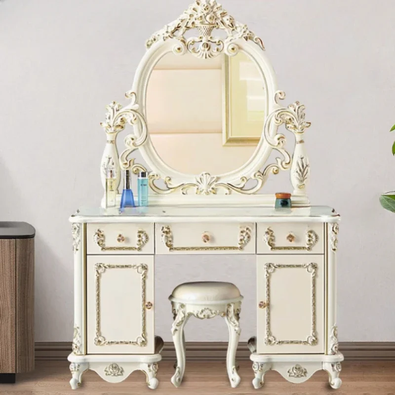 

Aesthetic Nordic Dressing Table Design Vintage White Modern Dressing Table Cabinet Texture Coiffeuse De Chambre Home Furniture