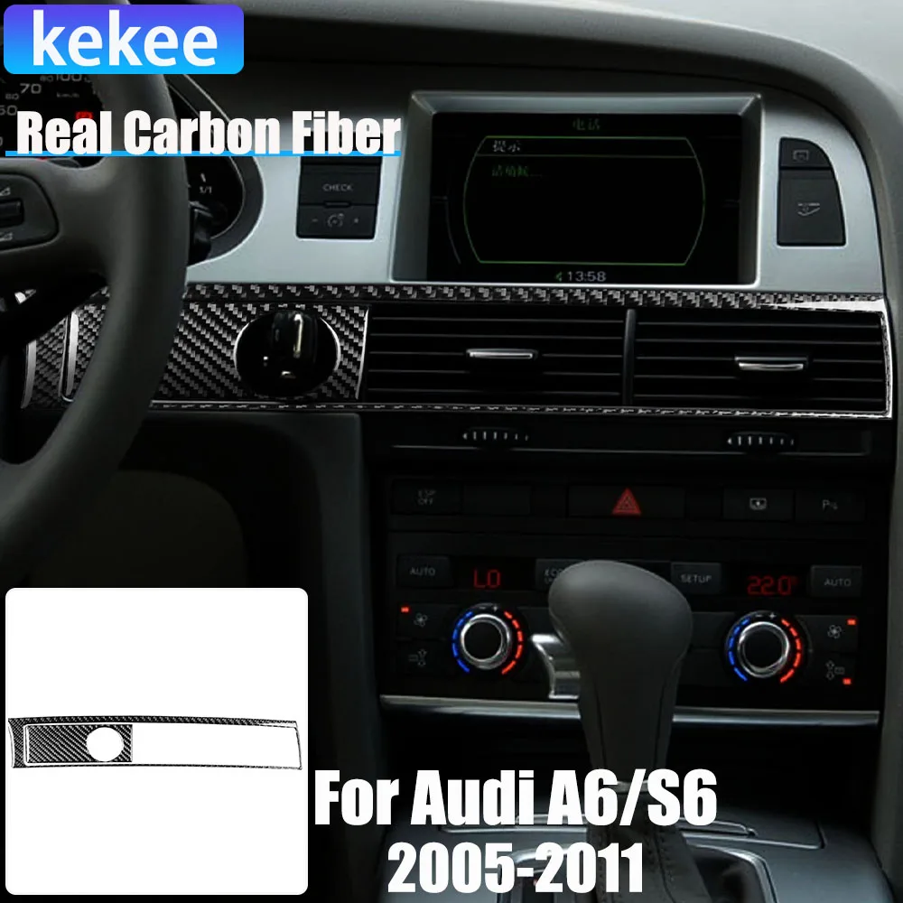 

Real Carbon Fiber Car Accessories Key Hole Air Vent Trim Cover Soft Sticker For Audi A6/S6 C6 2005 2006 2007 2008 2009 2010 2011