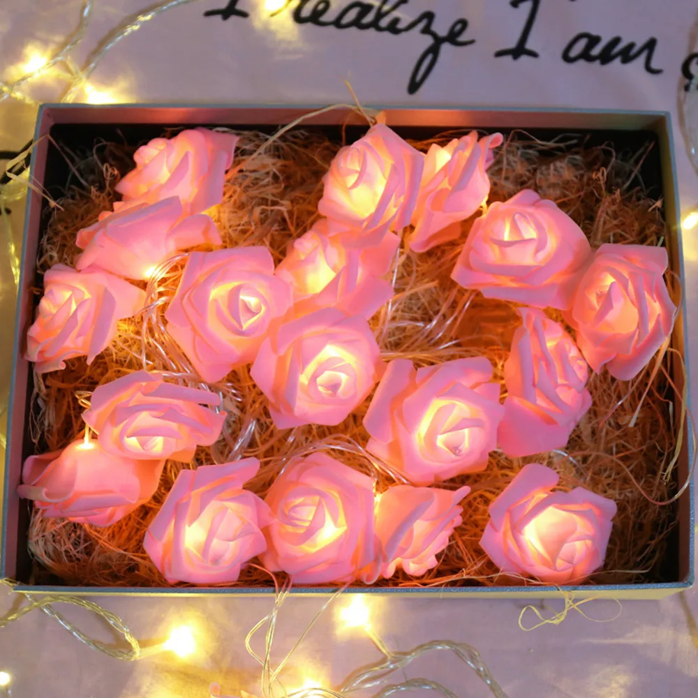 3M Rose String Lights Battery Operated Flower Garland Fairy Lights Birthday Party Gifts Wedding Reception Decorations Fairy