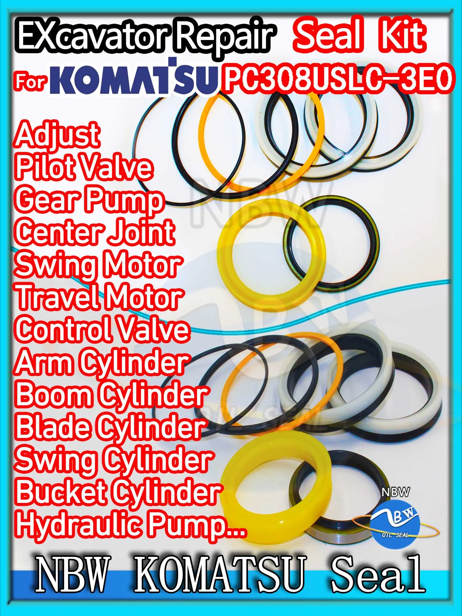 

For KOMATSU PC308USLC-3E0 Excavator Oil Seal Kit High Quality Repair PC308USLC 3E0 Excavating Machinery Maintenance Floating