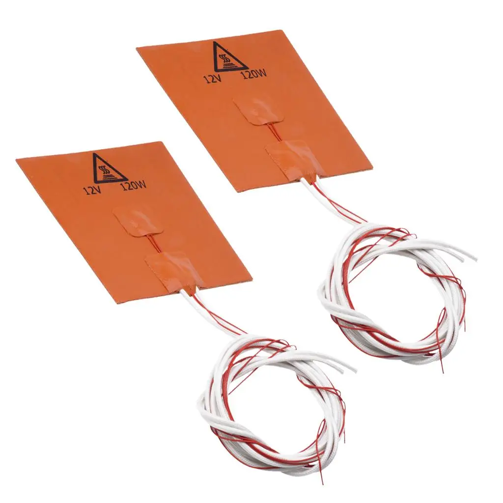 

Heating Bed Silica Gel Mat 12V 120W Quick Warm Adhesive for 3D Printer Heated Table DIY Projects