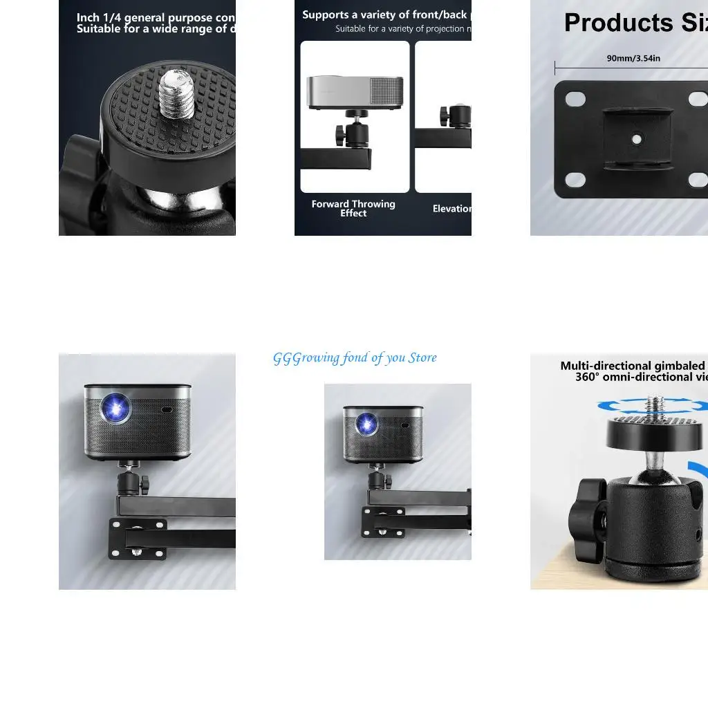 حامل معدني قابل للطي مثبت على الحائط H9EB مع دوران محورين لأجهزة العرض والكاميرات التي توفر مقاس 1/4 #1