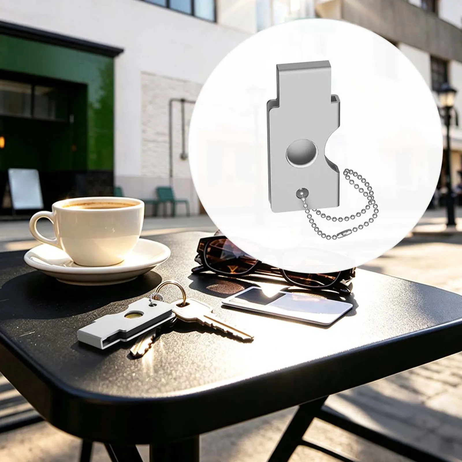 for YubiKey 5C NFC Metal Hard Protective Case Shell Cover with Keychain Holder Bead Chain Slim Black Gray