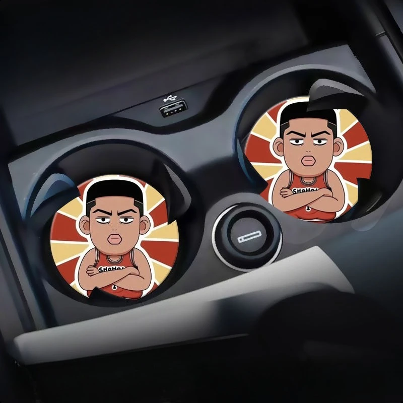 سلام دنك ساكوراجي Hanamichi Rukawa Kaede كارتون لطيف كوستر حامل أكواب السيارة حصيرة عالية القيمة الزخرفية عدم الانزلاق تخزين حصيرة #5