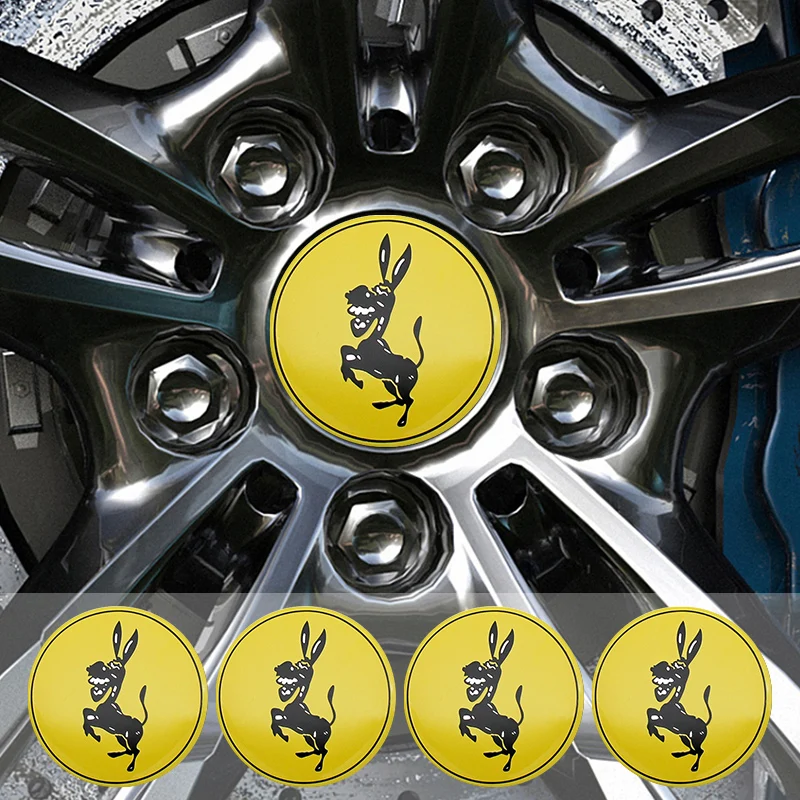 4pcs 56mm+60mm Ferrari Donkey Logo Badge Emblem Car Wheel Hub Center Caps Rim Cover Stickers For Ferrari Donkey Auto Accessories