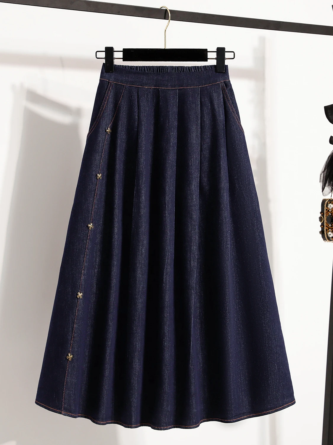 Fall Fashion plus Size Elastic Waist Loose Jeans  Skirt for Women Stylish Casual A-Line Skirt Korean Style Commute