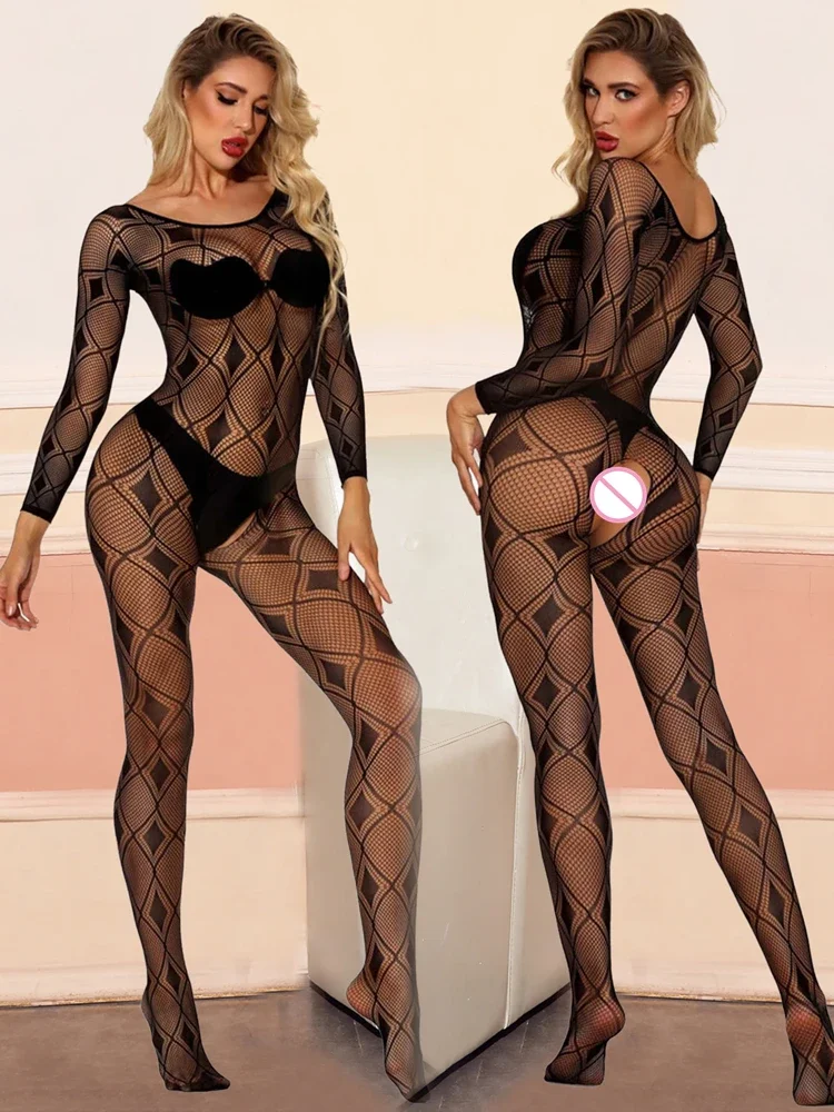 قطعة واحدة جوارب لكامل الجسم مثير ملابس داخلية ضيقة الملابس المثيرة بذلة الجنس مجموعة السيدات مثير شبكة شفافة داخلية