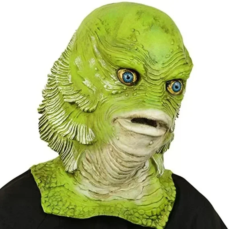

asdh8@Green Fish Head Mask, Funny Trick, Natural Latex Material, Detailed Craftsmanship, Movie Texture, Hand-Painted, Role-Playi