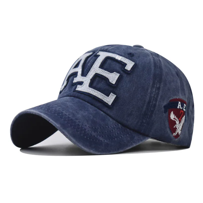 New AE Large Letter Washed Vintage Duckbill Classic Eagle Embroidered Baseball Cap