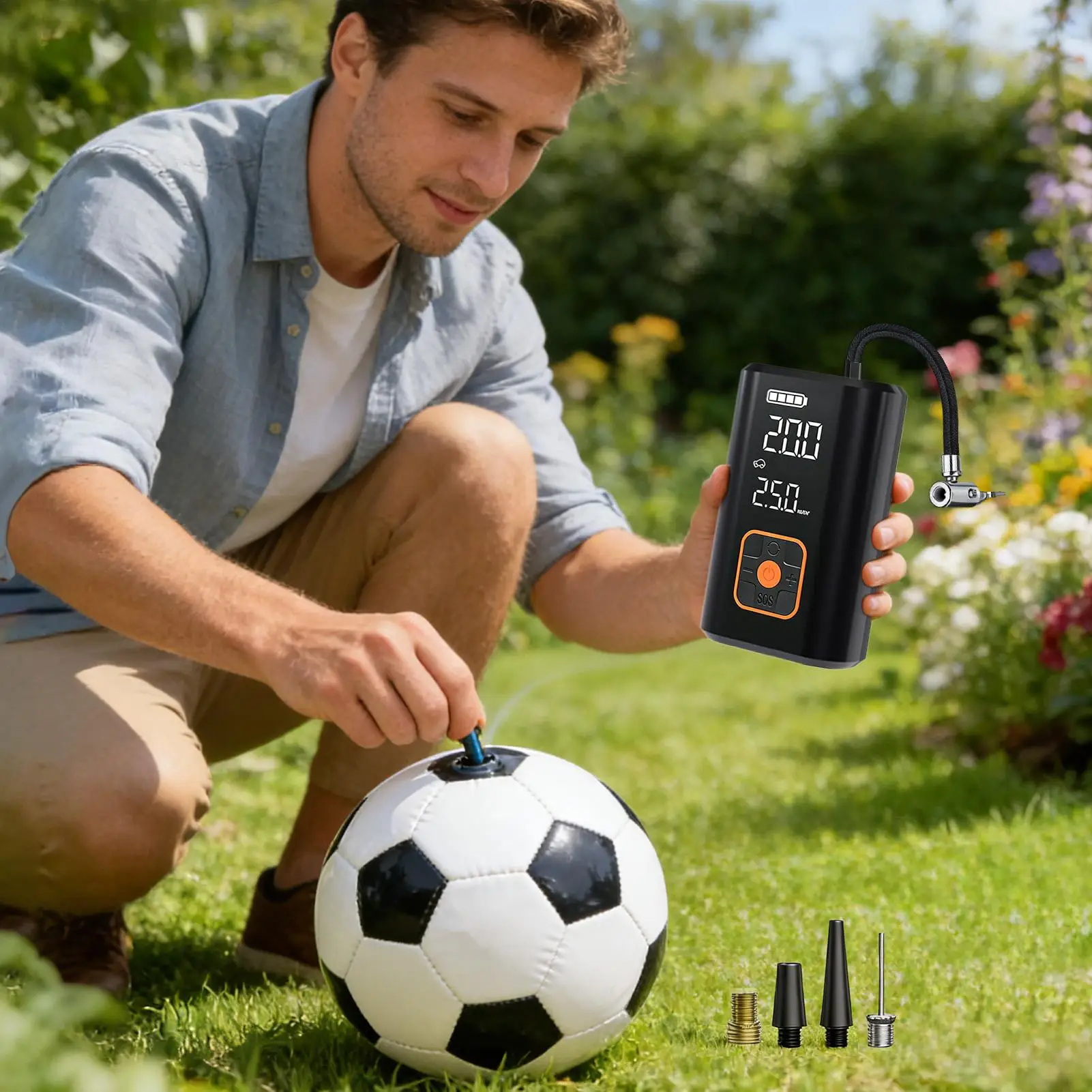 Inflator Air Pump Rechargeable With LED Light Battery Powered Auto Tire Inflator For Truck Bike Motorcycle Inflatables Ball