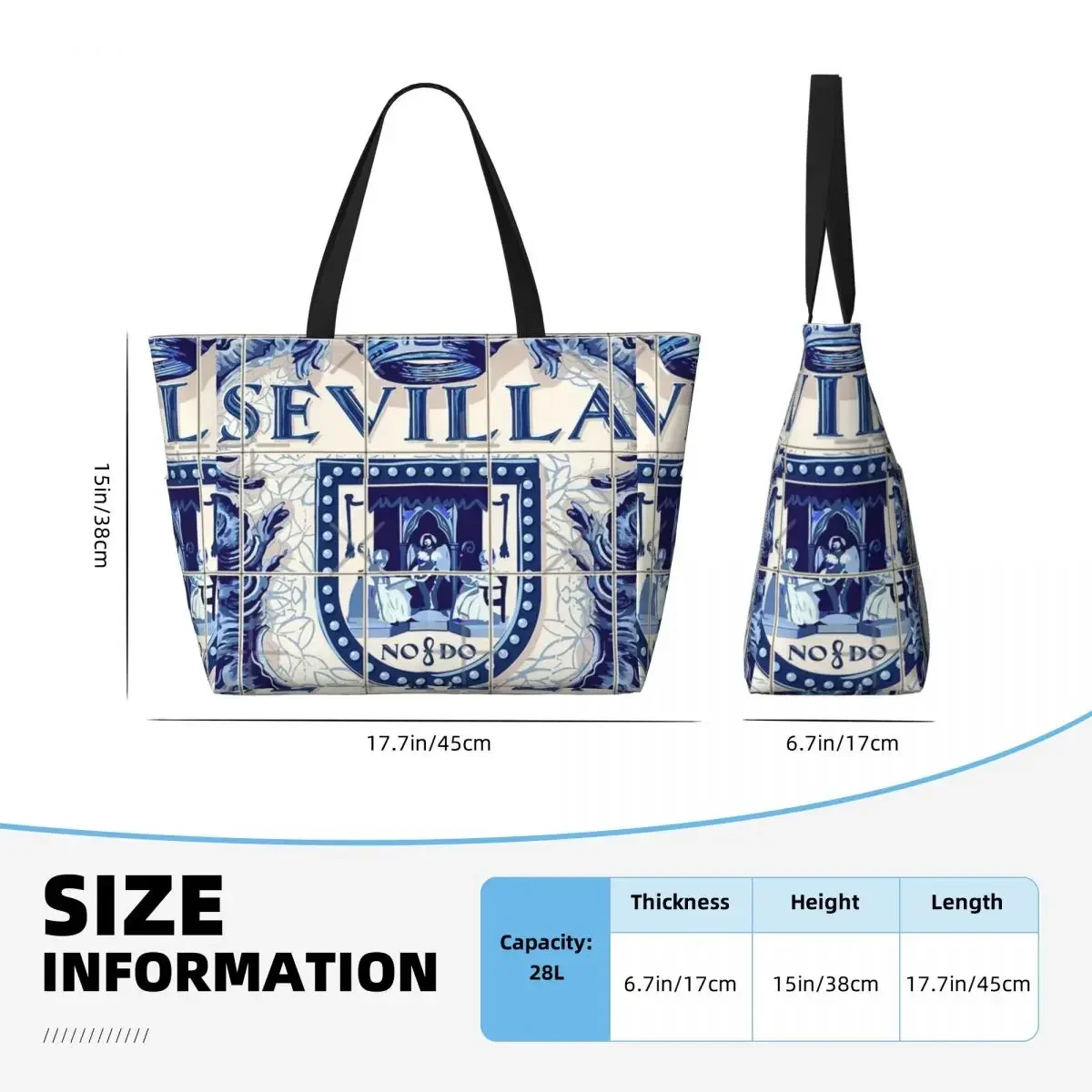 Spagna siviglia Azulejo Azulejos Tiles borsa da viaggio da spiaggia, Tote Bag personalità regali per adulti borsa a tracolla modello Multi-stile