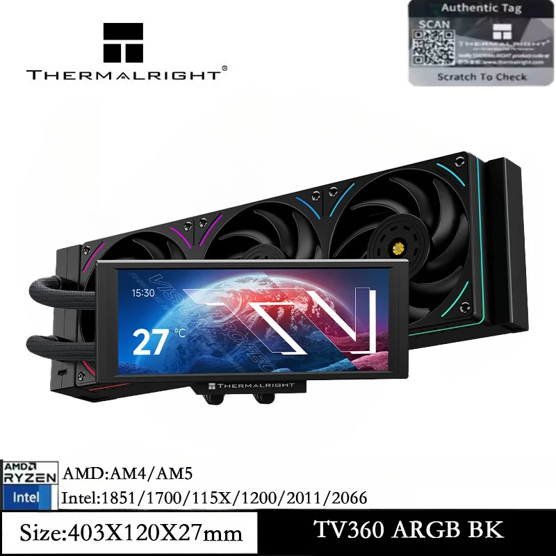 

Thermalright TROFEO VISION 360 ARGB 360 мм Универсальный жидкостный охладитель Магнитный экран с холодной головкой 6,86-дюймовый IPS ЖК-дисплей AM4 AM5 LGA 1851