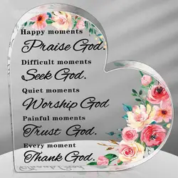 Bible Verses Decor Christian Gift for Woman Inspirational Quotes Prayer Room Happy Moment Praise God Acrylic Decorative plaques