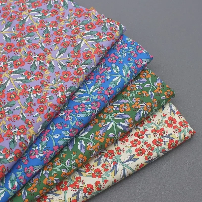 

100*145cm Floral Cotton Poplin Fabric DIY Handmade Sewing Cloth Material for Clothing Dress Sewing