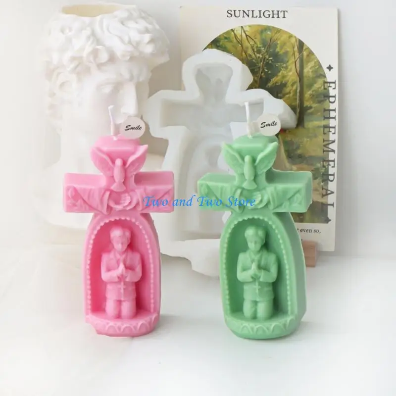 

HX6F Silicone Mould Church Prayer Boy/Girl Mold Epoxy Resin Molds for Ornament Crafting Moulds