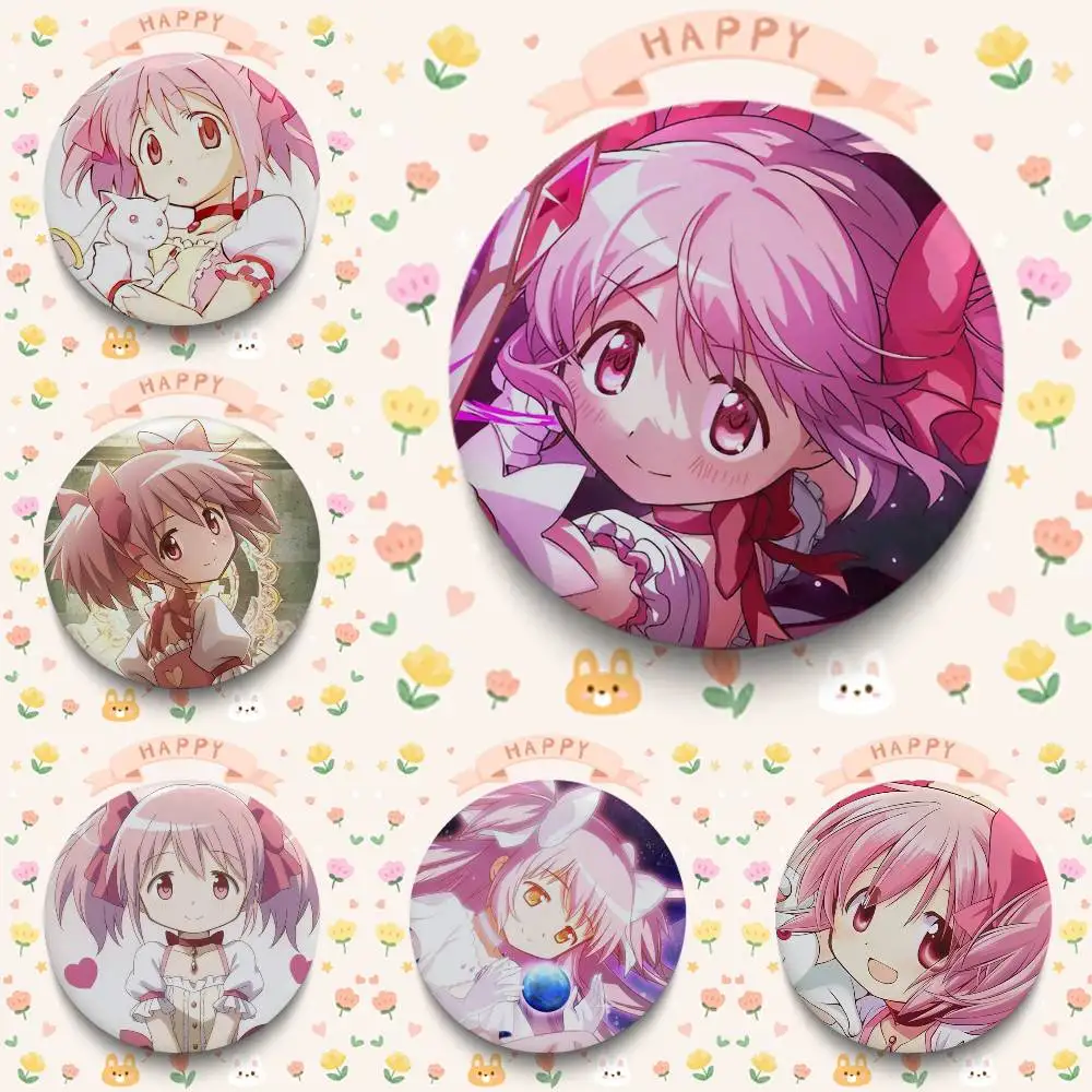 1pc Cartoon Character Madoka Kaname Badges 25 32 44 58 75 mm Round Cosplay Pin Bag Decor Fans Collect Friends Gifts Brooch Souve