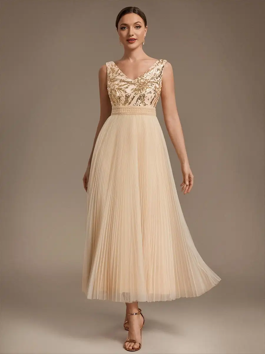 robes-de-demoiselle-d'honneur-sans-manches-en-tulle-avec-un-decollete-en-v-une-coupe-trapeze-des-paillettes-et-de-la-dentelle