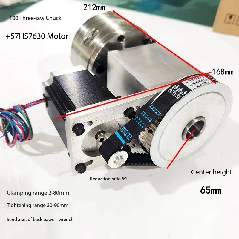 4th Axis CNC Router Kit Rotary 3Jaw 4 Jaws 80mm 100mm Chuck 4th A Axis with  23 Stepper Motor for Engraving Machine