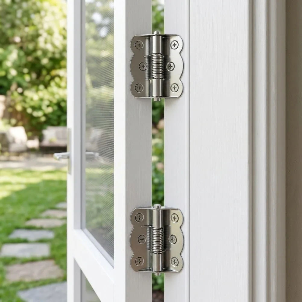 Stainless Steel For Screen Door Hinges Spring Return Flat Mount Butterfly Design 3 inch 4 inch Automatic Closing Kit
