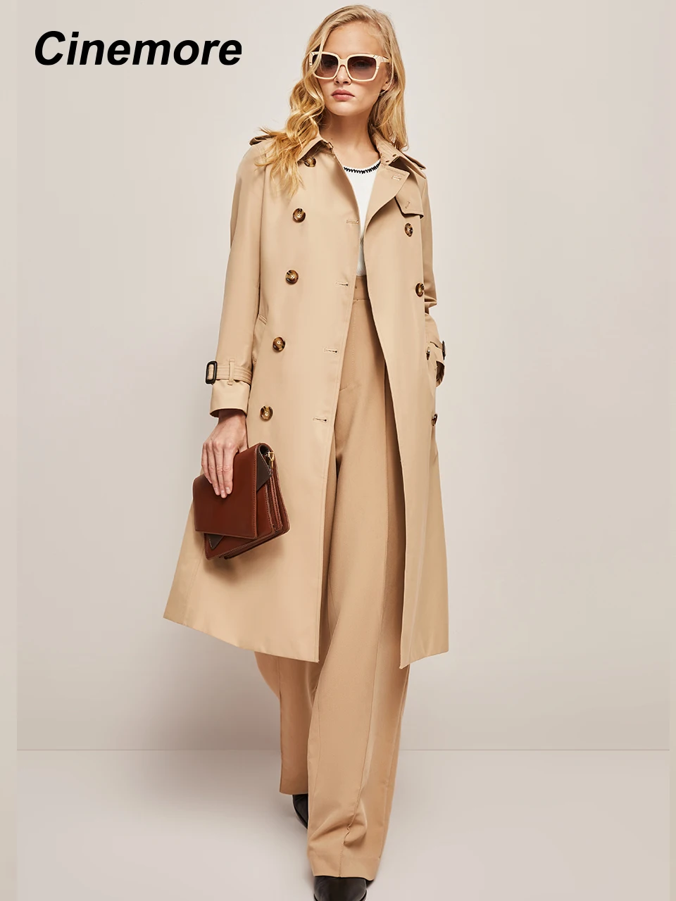 Cinemore fall new commuter casual wind men trench coat female double-breasted waist thin fashion temperament British wind 2F6183