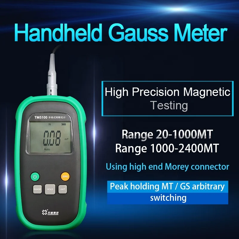 Handheld Digital Permanent Magnet Gauss Meter Meter Surface Magnetic Field Measuring Instrument TM5100 Accuracy Percent 5