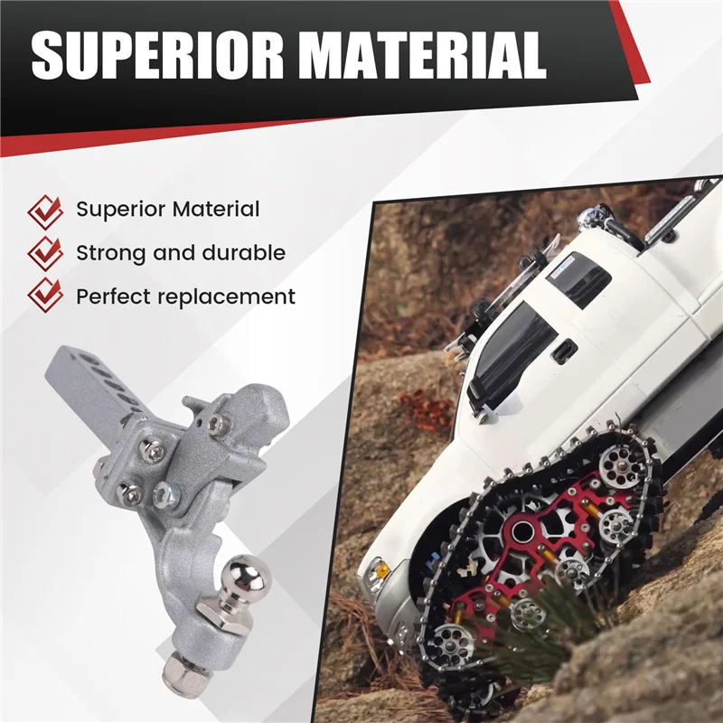 YSUN-Metallkupplungs-Anhängerhaken für 1:10 Scx10 90046 90047 Traxxas Trx4 Rc Crawler Car (Silber)