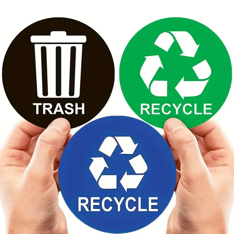 5inch Trash Bin Stickers Waterproof Recycle Bin Vinyl Decals Separate Trash Dustbin Car Trash Bin Garbage Cans Kitchen Accessori