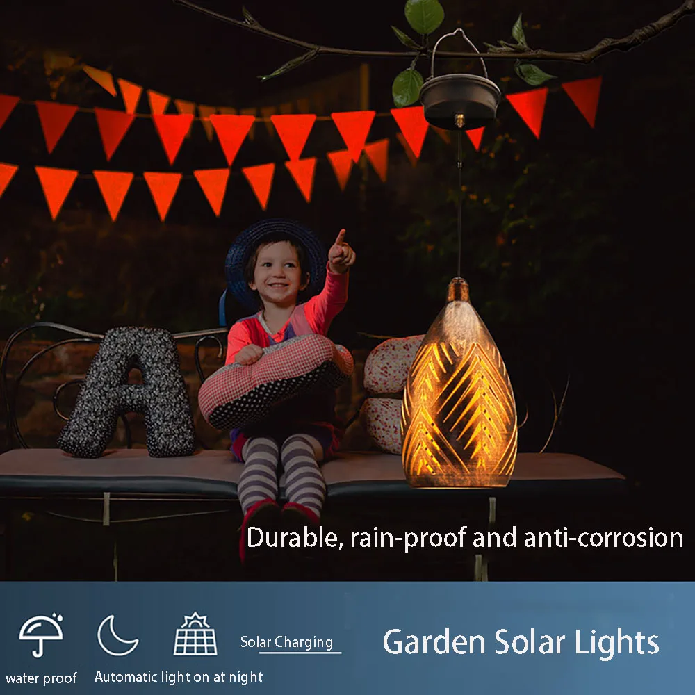 Lanterne solaire Portable en fer, éclairage d'extérieur, lumière d'urgence Rechargeable, luminaire décoratif de paysage, idéal pour un jardin, un Camping ou une cour