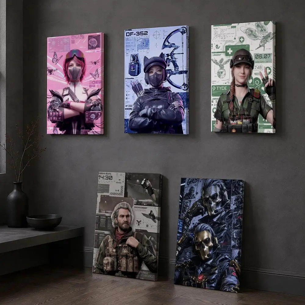 D-Delta F-Force Shooting Game Framed Wall Painting Wood Framed Canvas Poster Wall Art For Bedroom Hallway Bar Office Home Decor