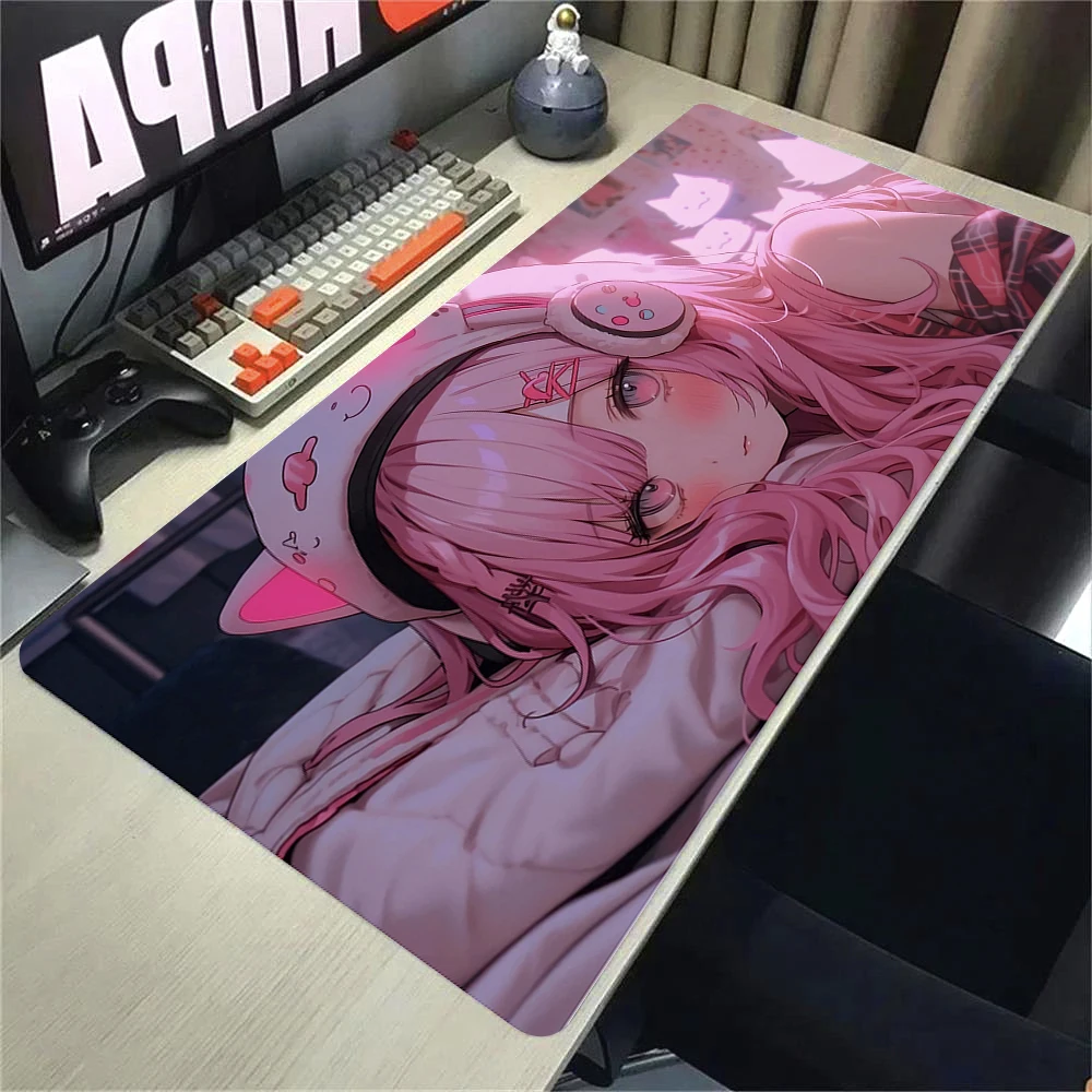 XXL Anime-Mädchen Gaming-Mauspad, Rutschfester Gummirand, HD-Druck Große Schreibtischunterlage, Kawaii Tastaturunterlage für PC-Gamer