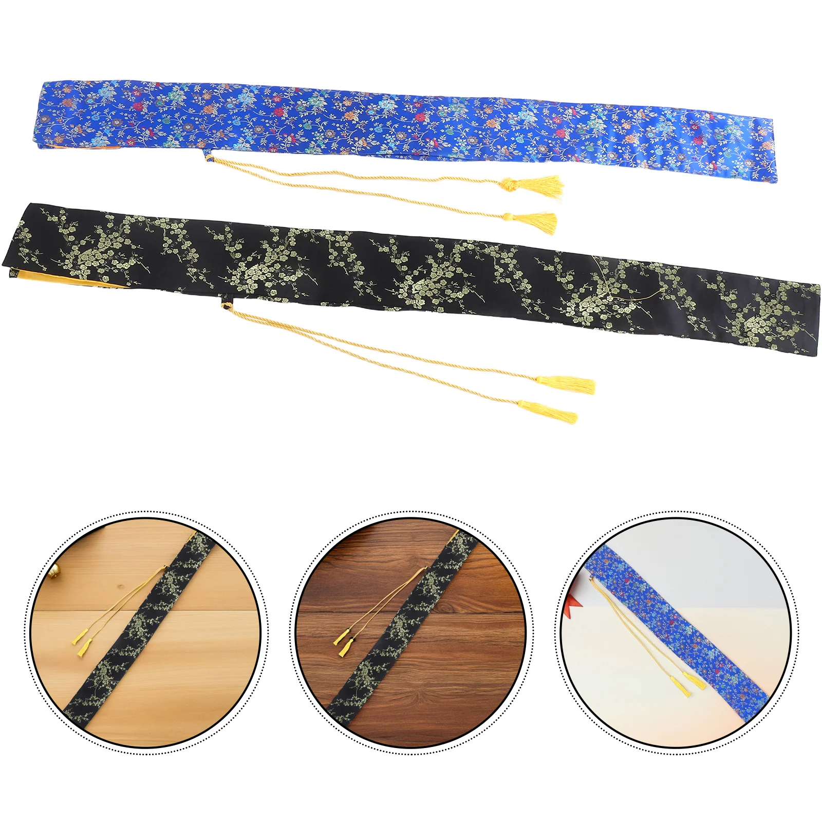 

2Pcs Sword Bag Long 53.05x4.91 Inch Silk Martial Arts Pouch for Japanese Taichi Swords Storage Travel Protection Case