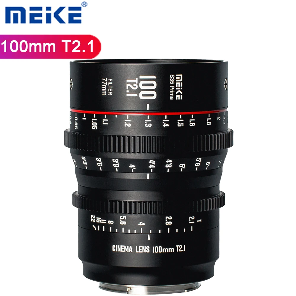 MEKE Meike Prime 100mm T2.1 Super 35 S35 Frame Cine Lens for PL EF Mount Like RED Komodo BMPCC 6K BMPCC 6K Pro Z CAM S6 Camera