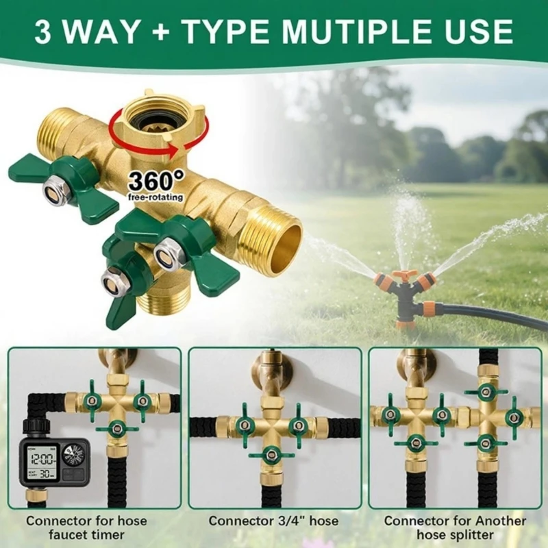 

Strong 3/4 Foot Bronze Water Divider Shirt Link With Meet Gate For Garden Vehiclewash And Multiple Device Associations M4YD