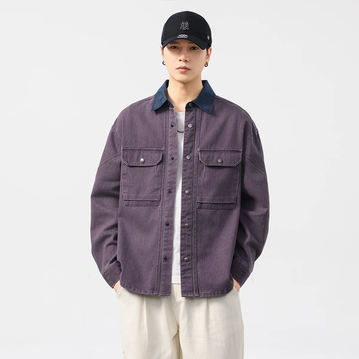 

Американская винтажная повседневная рабочая куртка премиум-класса из 100% хлопка для мужчин — повседневная верхняя одежда свободного покроя размера плюс 4XL Amekaji