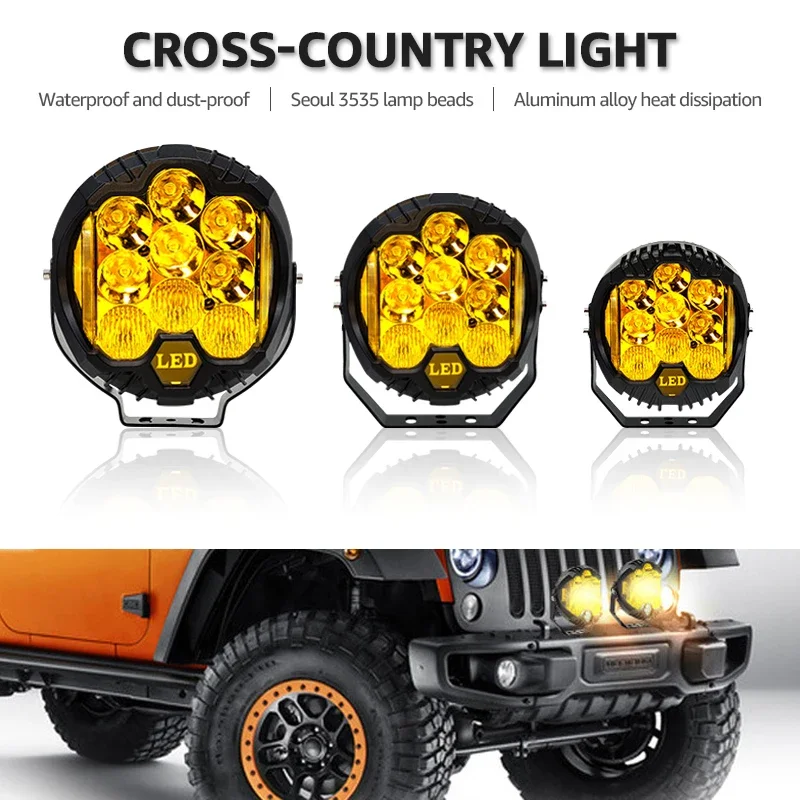 12V24V Yellow / White 3'' 5'' 7'' LED Car Headlight DRL Lamp Jeep Spot Light For Truck ATV UTV Motorcycle Offroad 4x4 Work Light