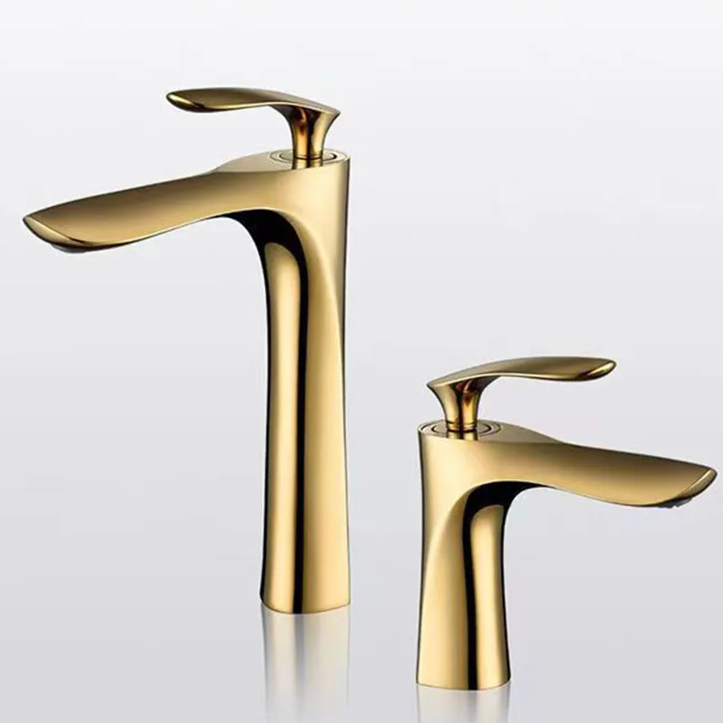 Golden Maple Leaf Washbasin Faucet Hot and Cold Household Height Washbasin Counter Basin Single Hole Faucet