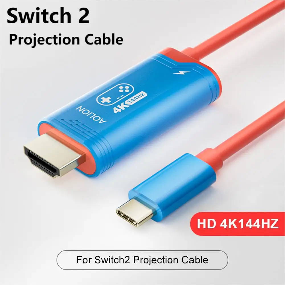 Для коммутатора 2, хост-проекционный кабель 4K @ 144 Гц, тип C к HDMI-совместиму адаптеру, док-станция для телевизора, кабель видеоконвертера для NS Switch 2