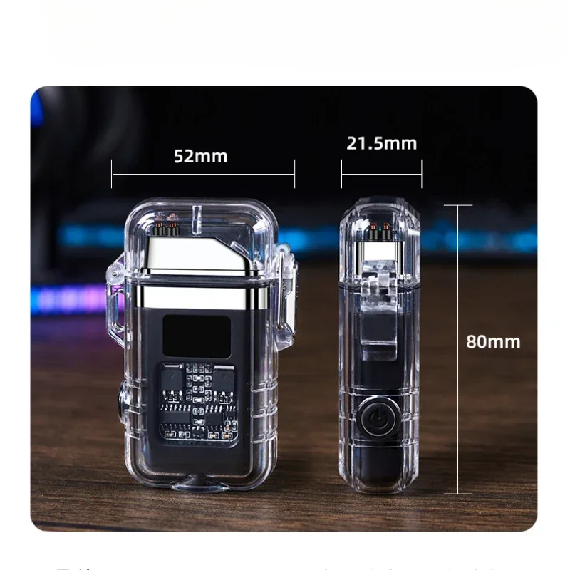 Waterproof And Windproof USB Rechargeable Dual Arc Plasma Pulse Lighter Flameless Battery Display Electric Lighter High-End Gift